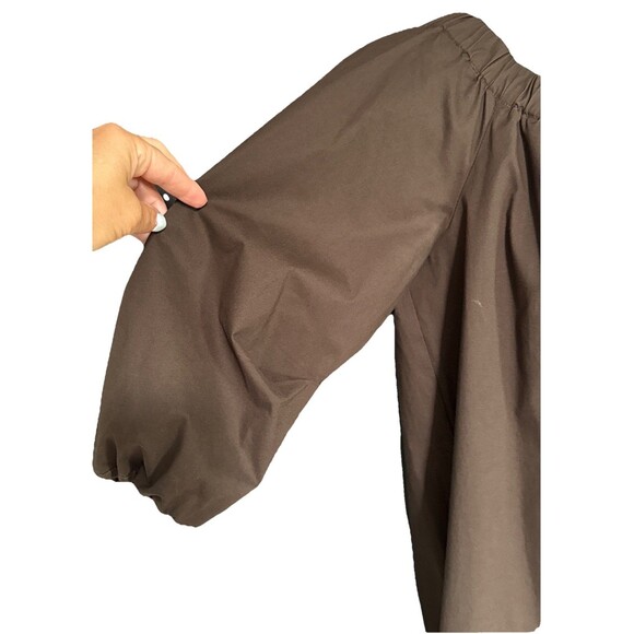 Ann Mashburn Size Small Pleated 3/4 Sleeves Mini Cotton Dress Brown Women’s - Picture 6 of 10